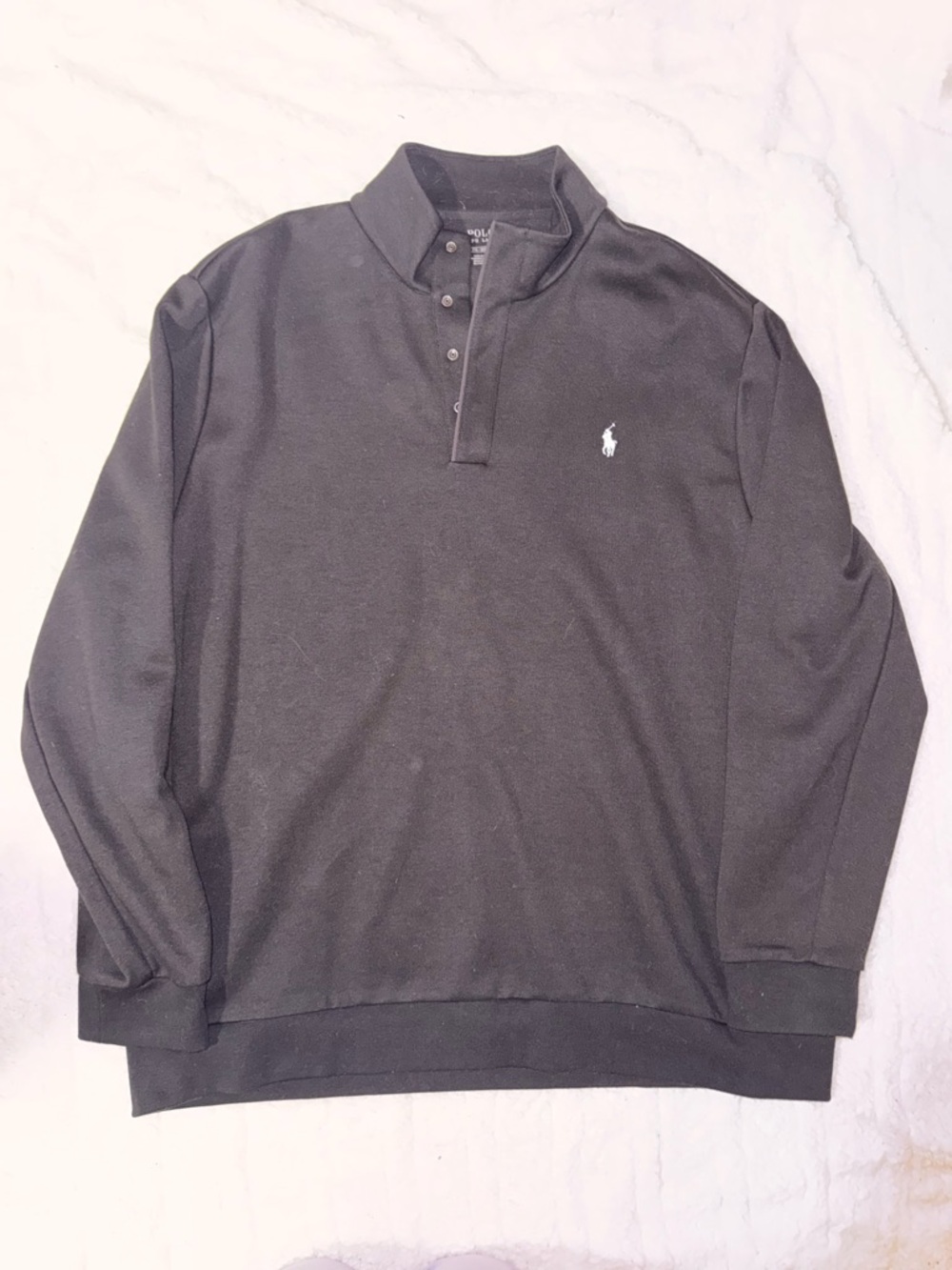 Polo by Ralph Lauren Black Long-Sleeve Quarter-Placket Polo